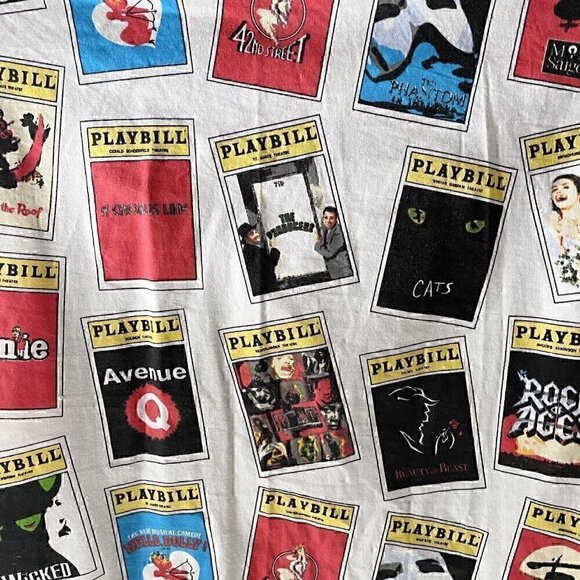 Playbill Short Sleeve Button Up V-Neck Shirt Pattern Of Playbills Women’s M - Picture 9 of 13